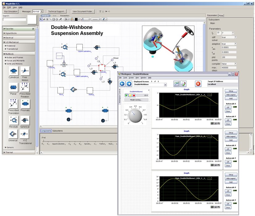 MapleSim™ Connector for LabVIEW™ and NI VeriStand™ Software